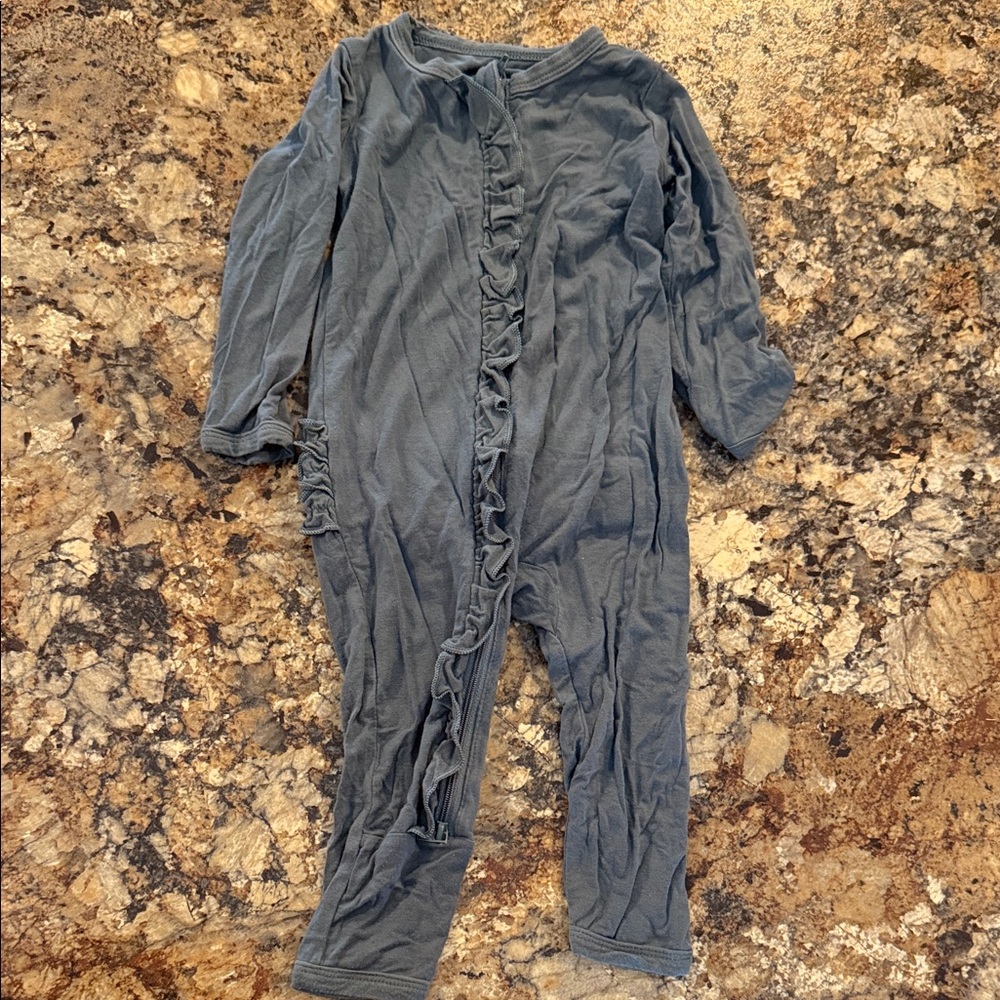 Blue Ruffled Baby Onesie